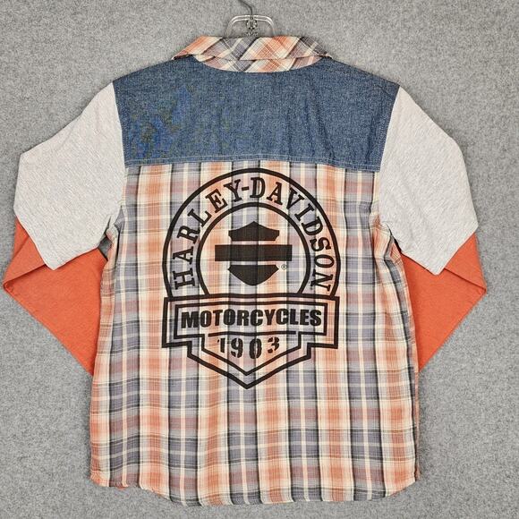 Harley-Davidson Shirt Combo Long Sleeve T-Shirt and Button Up Youth Size 12/14 - Picture 7 of 12